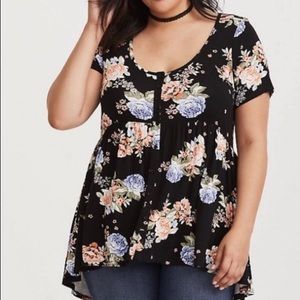 Torrid babydoll hi-low top